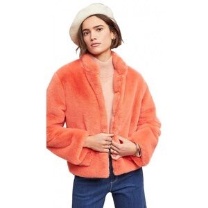Anthropologie Vibrant Orange Teddy Jacket